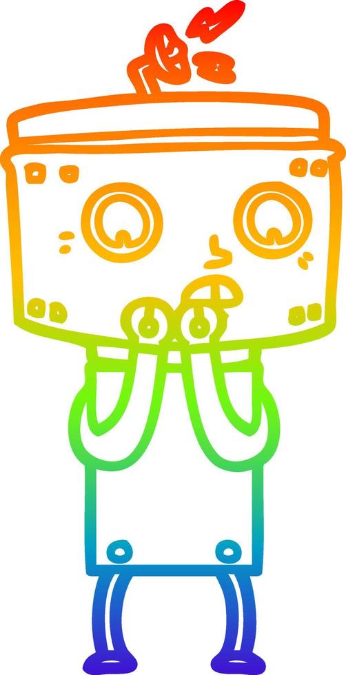 rainbow gradient line drawing nervous cartoon robot vector