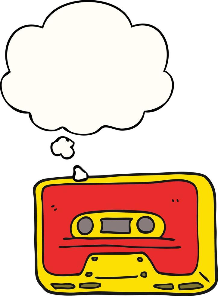 cartoon old tape cassette and thought bubble vector
