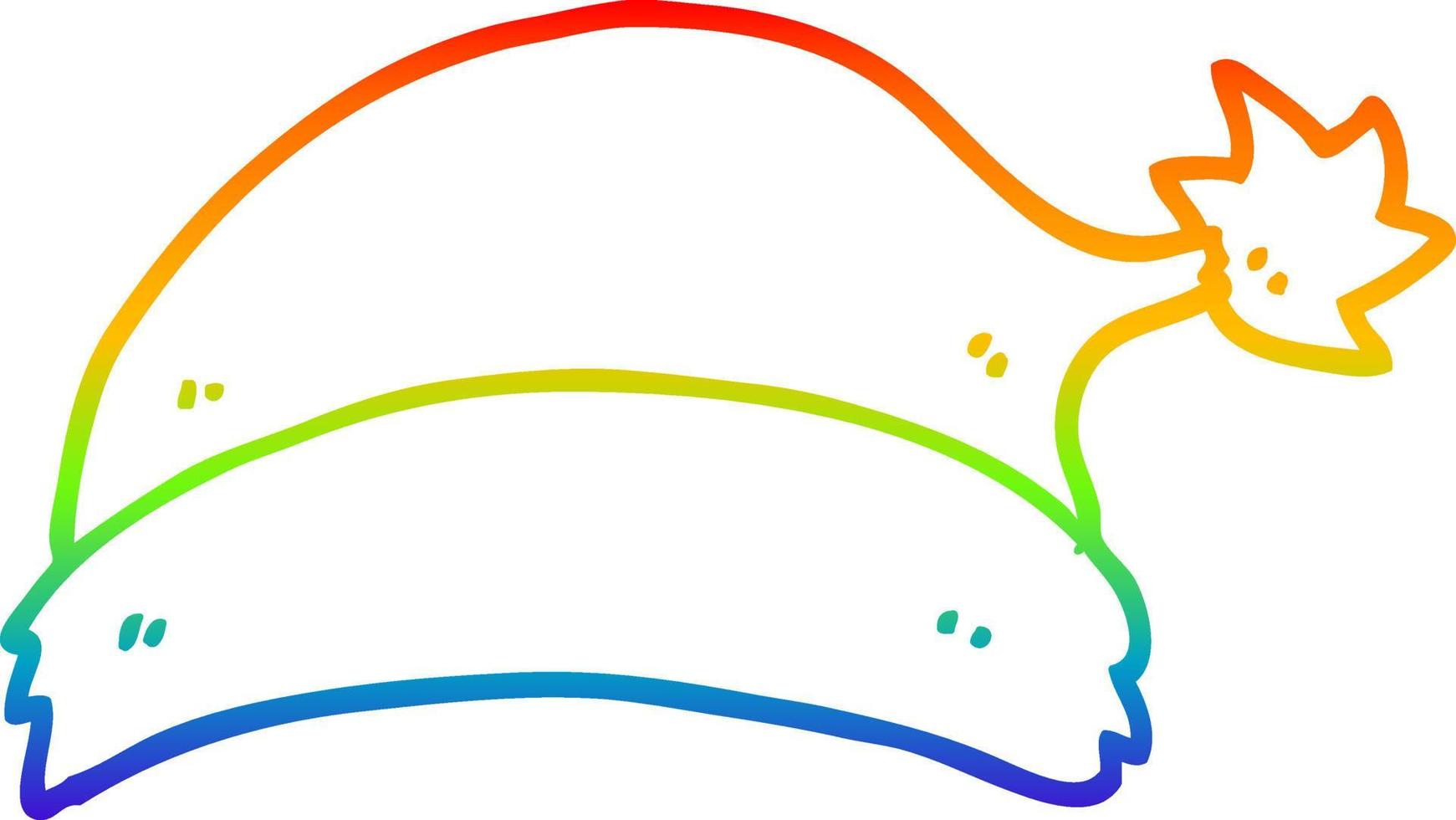 rainbow gradient line drawing cartoon christmas hat vector