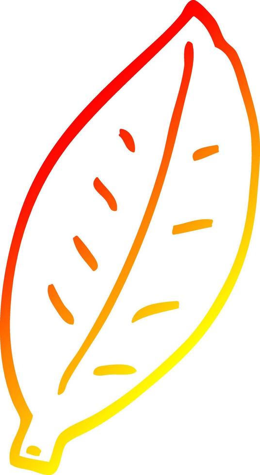 warm gradient line drawing cartoon leaf vector