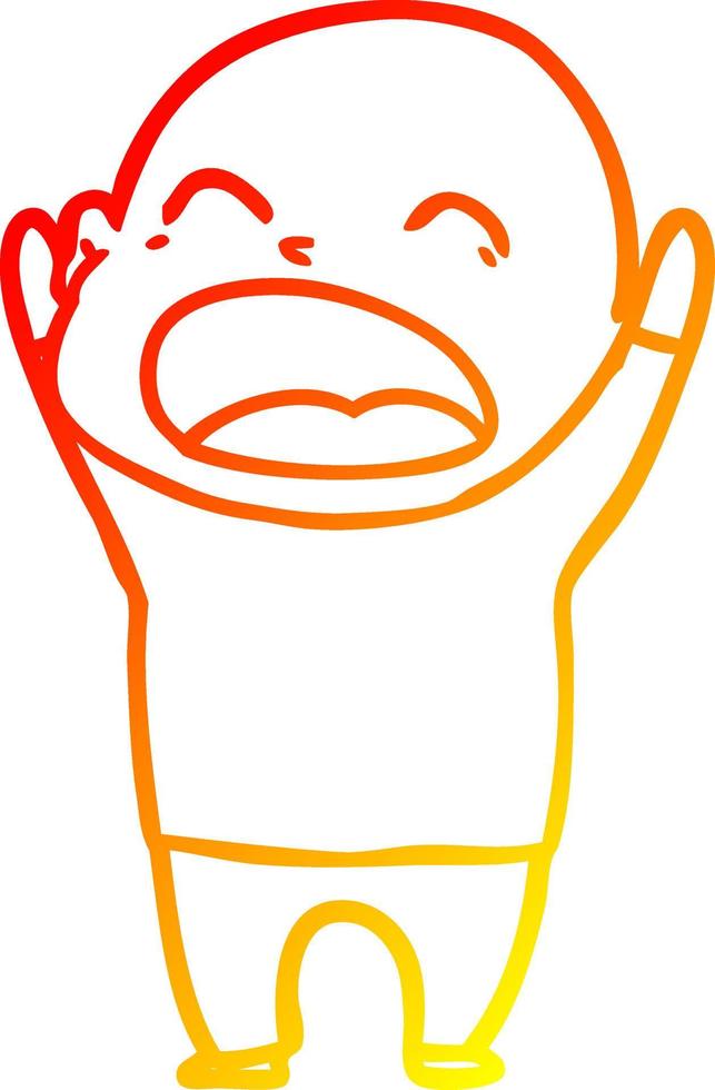 warm gradient line drawing cartoon shouting bald man vector