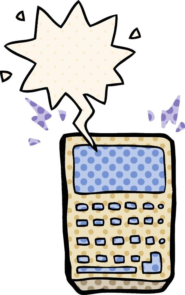 cartoon calculator and speech bubble in comic book style vector