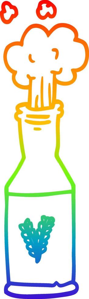 rainbow gradient line drawing cartoon beer and foam vector