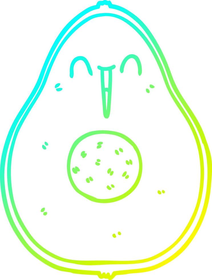 cold gradient line drawing cartoon happy avocado vector