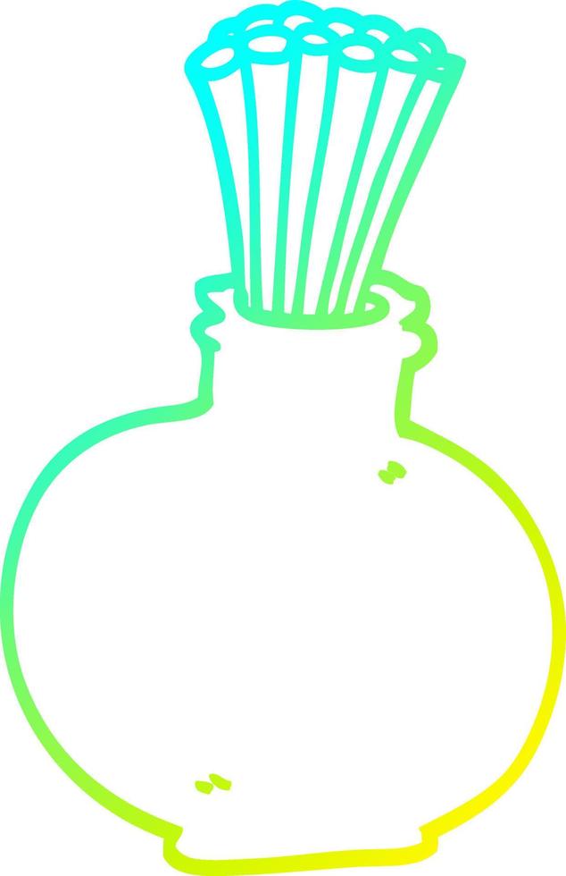 cold gradient line drawing cartoon reeds in vase vector