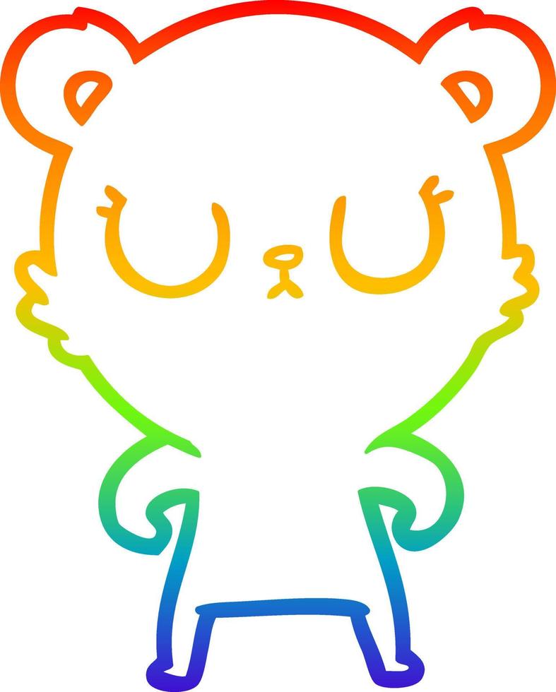 rainbow gradient line drawing peaceful cartoon bear vector