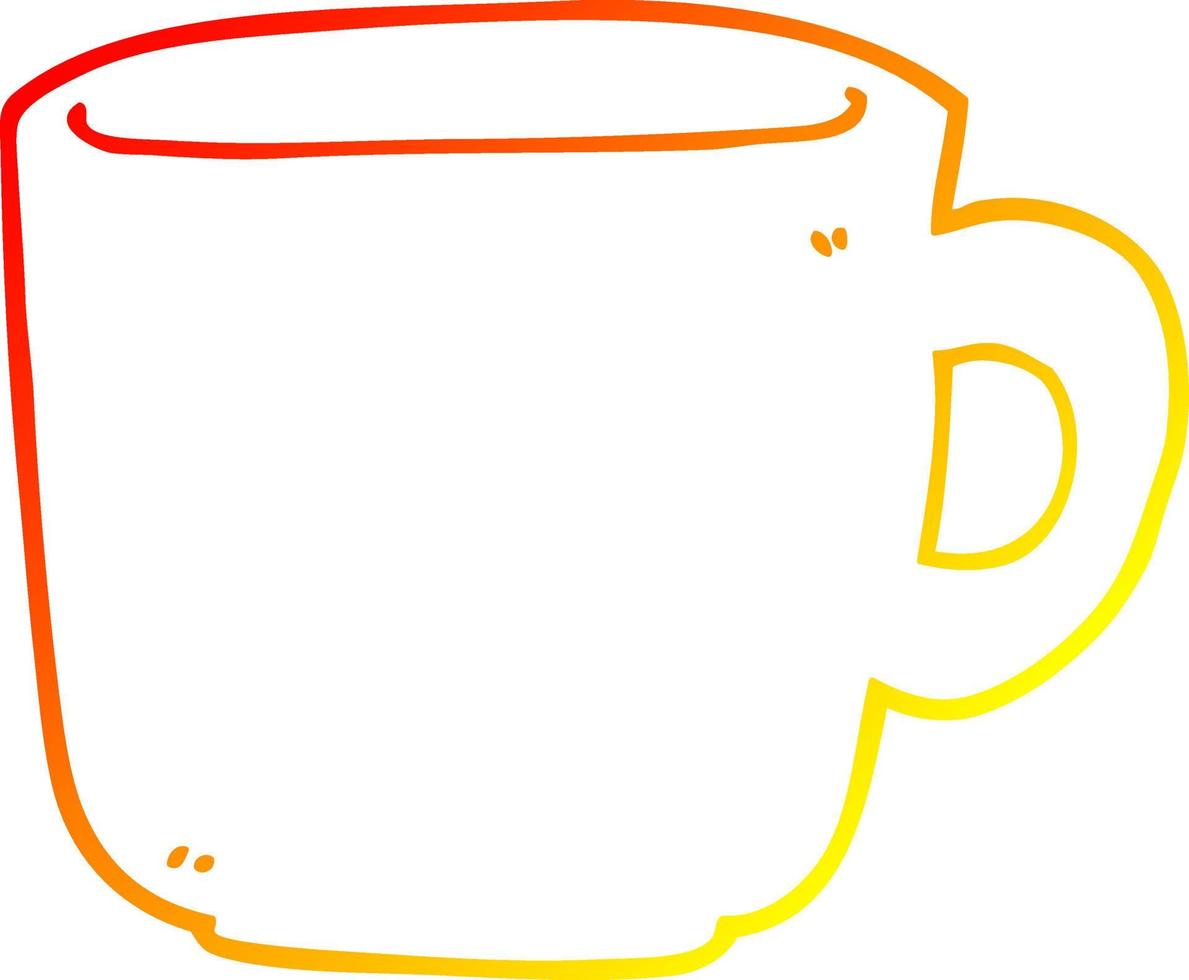 warm gradient line drawing cartoon coffee cup vector