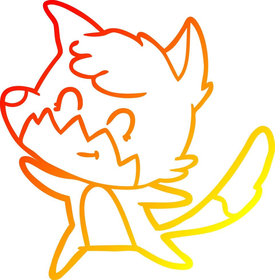 warm gradient line drawing cartoon friendly fox vector