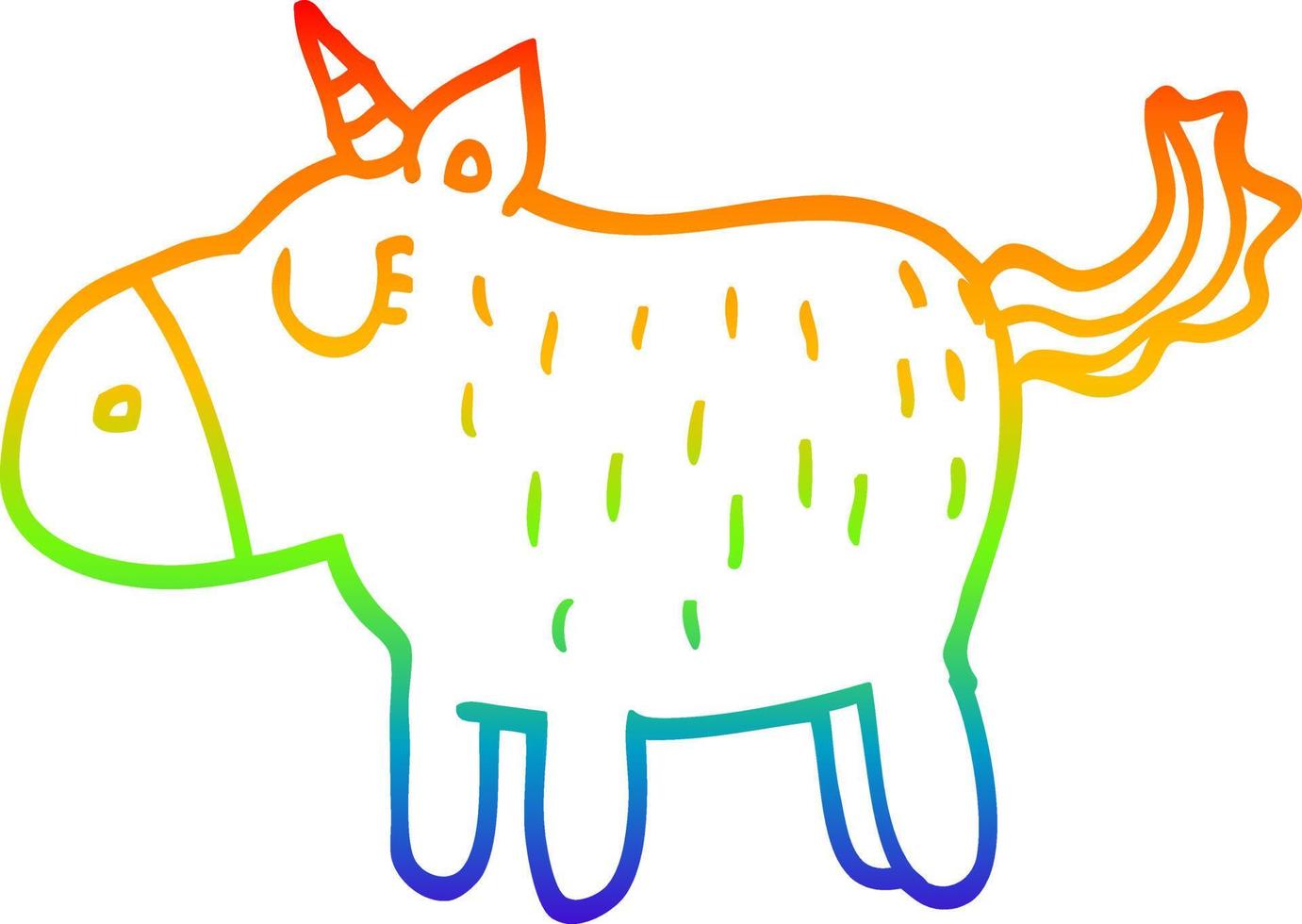 rainbow gradient line drawing cartoon cute unicorn vector