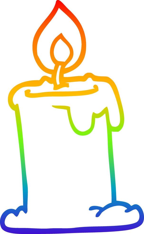 rainbow gradient line drawing cartoon candle burning vector