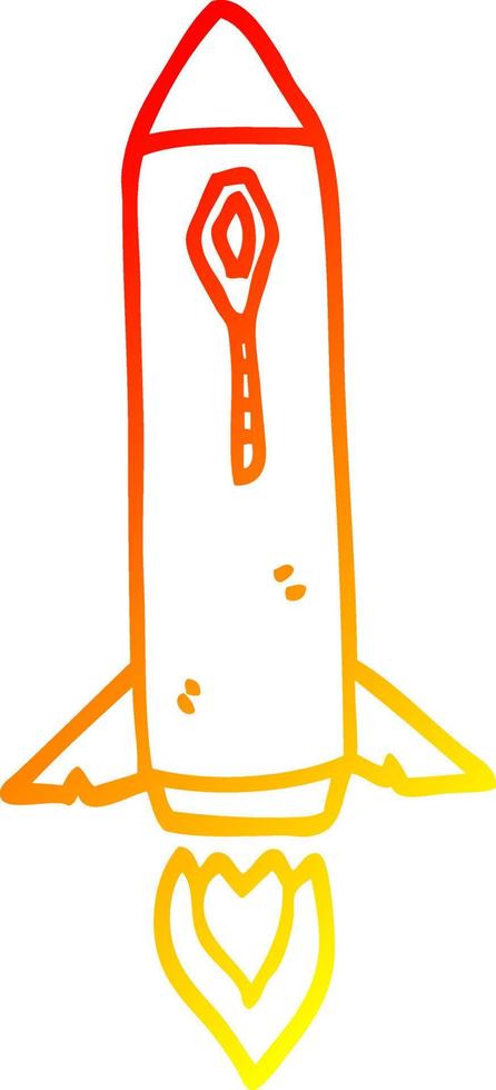 warm gradient line drawing cartoon space rocket vector