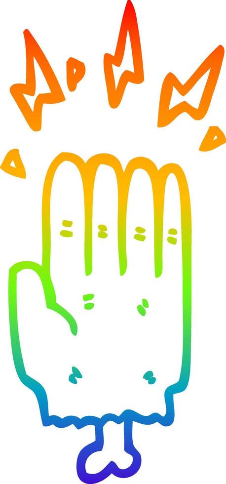 rainbow gradient line drawing cartoon magic halloween zombie hand vector