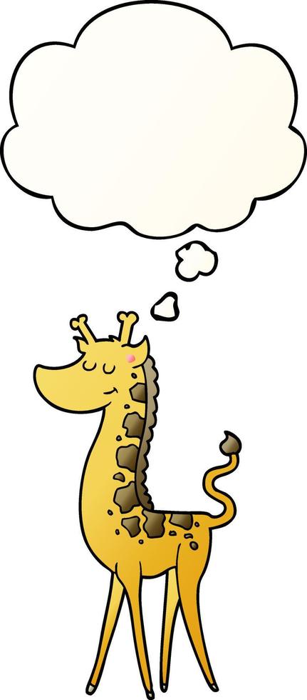 cartoon giraffe and thought bubble in smooth gradient style vector