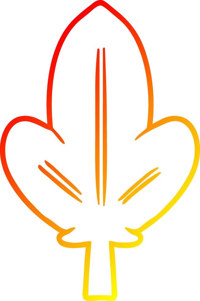 warm gradient line drawing cartoon leaf vector