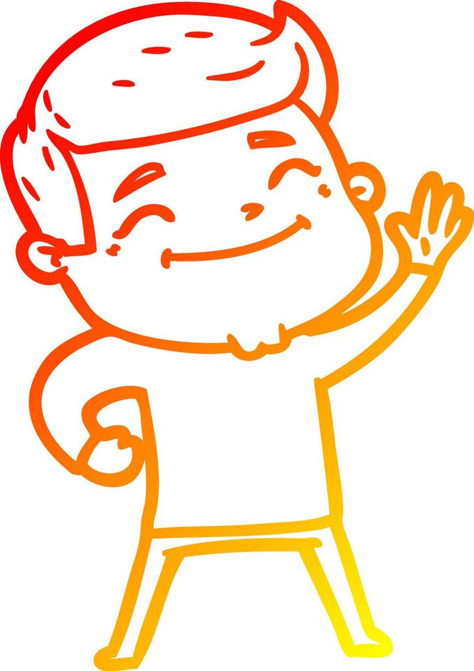 warm gradient line drawing happy cartoon man vector