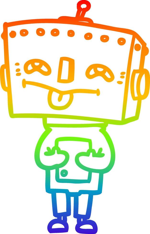 rainbow gradient line drawing cartoon robot vector
