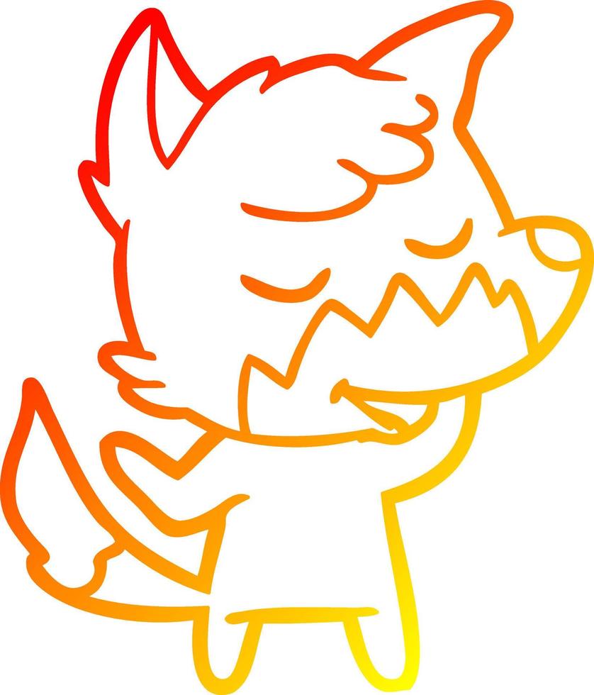 warm gradient line drawing friendly cartoon fox vector