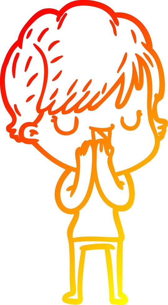 warm gradient line drawing cartoon woman talking vector