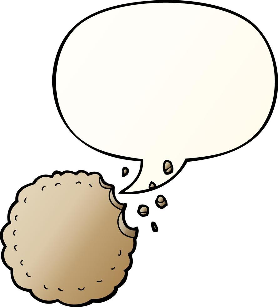 cartoon cookie and speech bubble in smooth gradient style vector