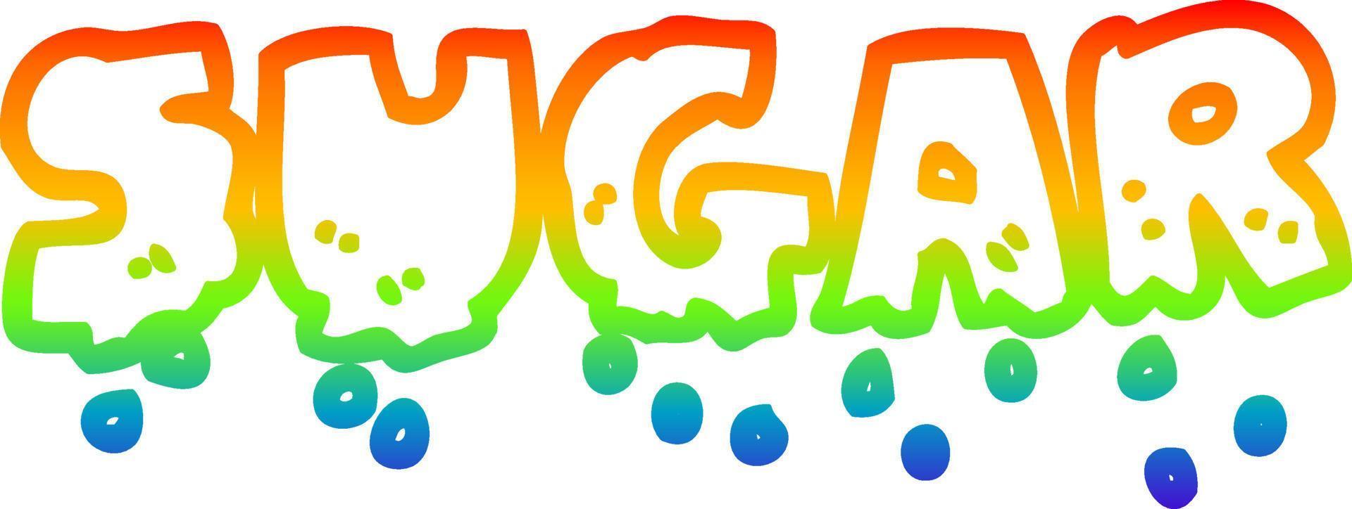 rainbow gradient line drawing cartoon word sugar vector