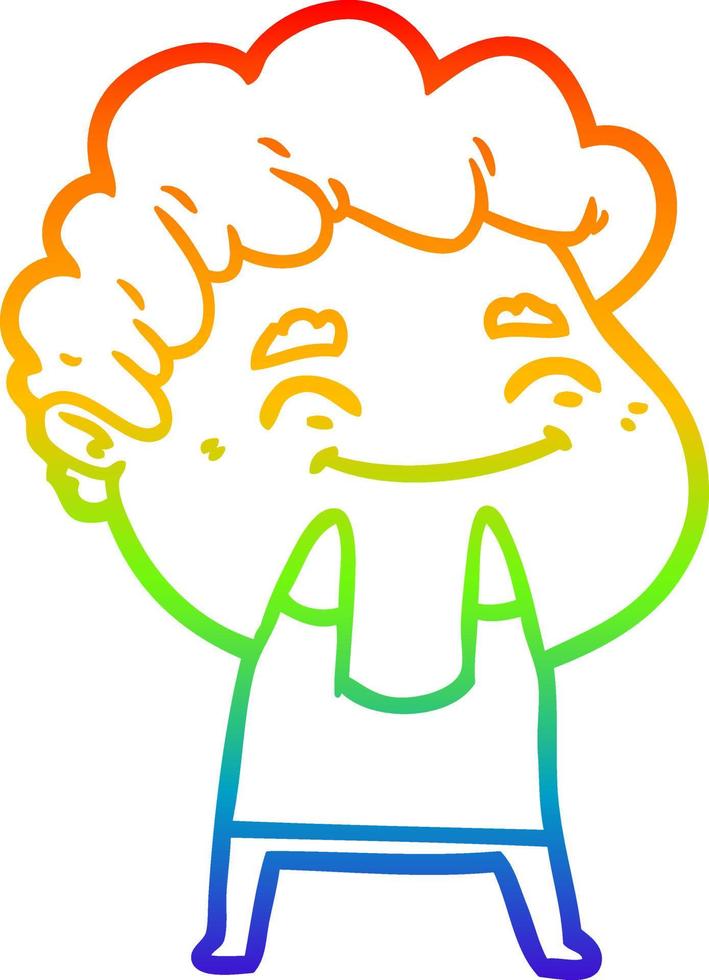 rainbow gradient line drawing cartoon friendly man vector