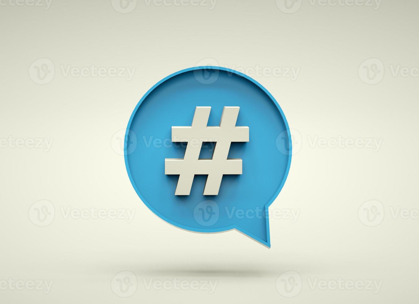 Hash tag symbol with speech bubble. Element for social media networks. photo