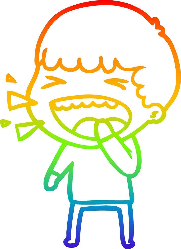 rainbow gradient line drawing cartoon laughing man vector