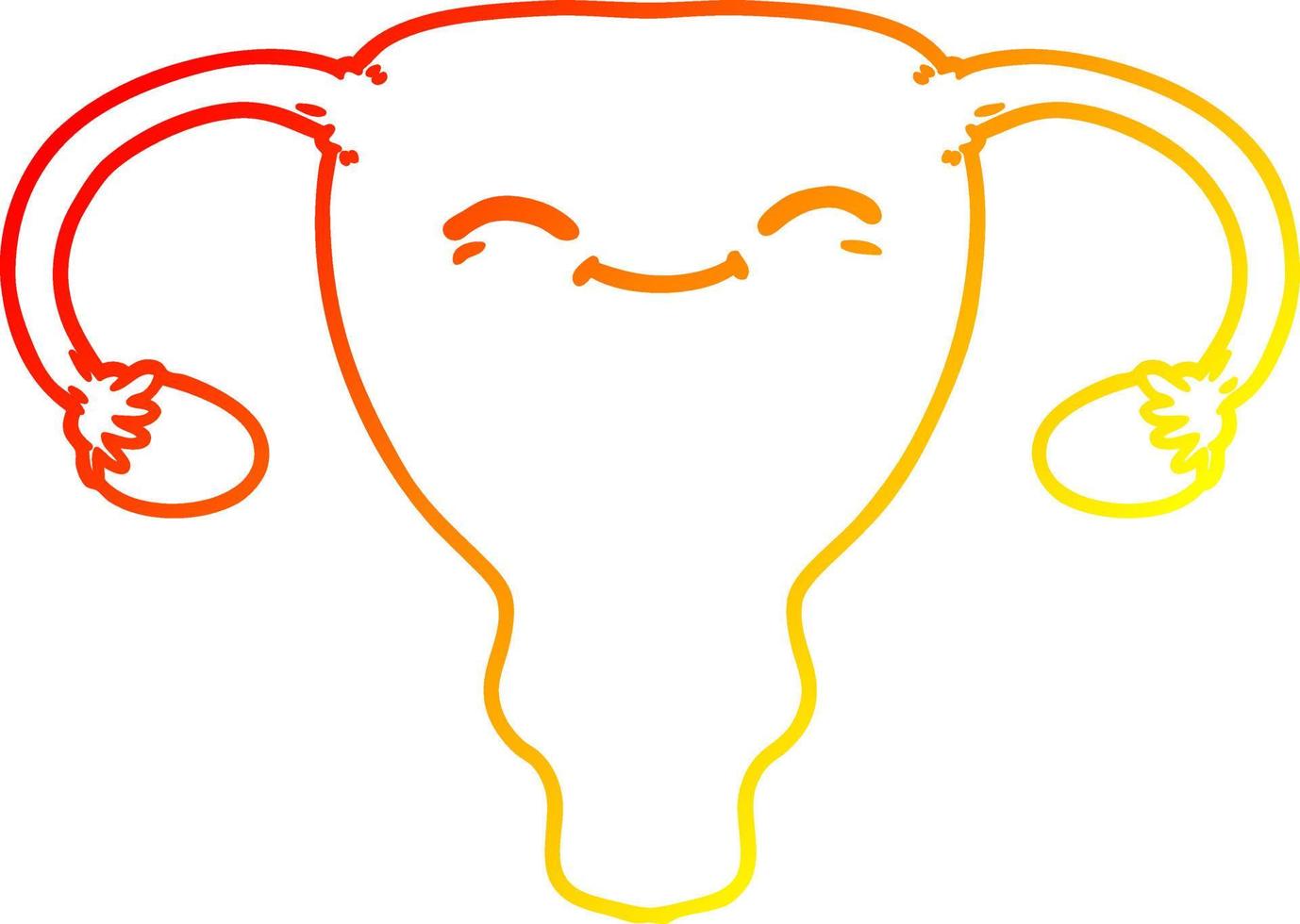 warm gradient line drawing cartoon uterus vector