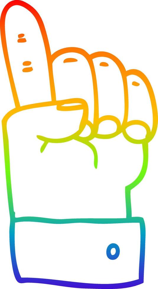 rainbow gradient line drawing cartoon pointing hand vector