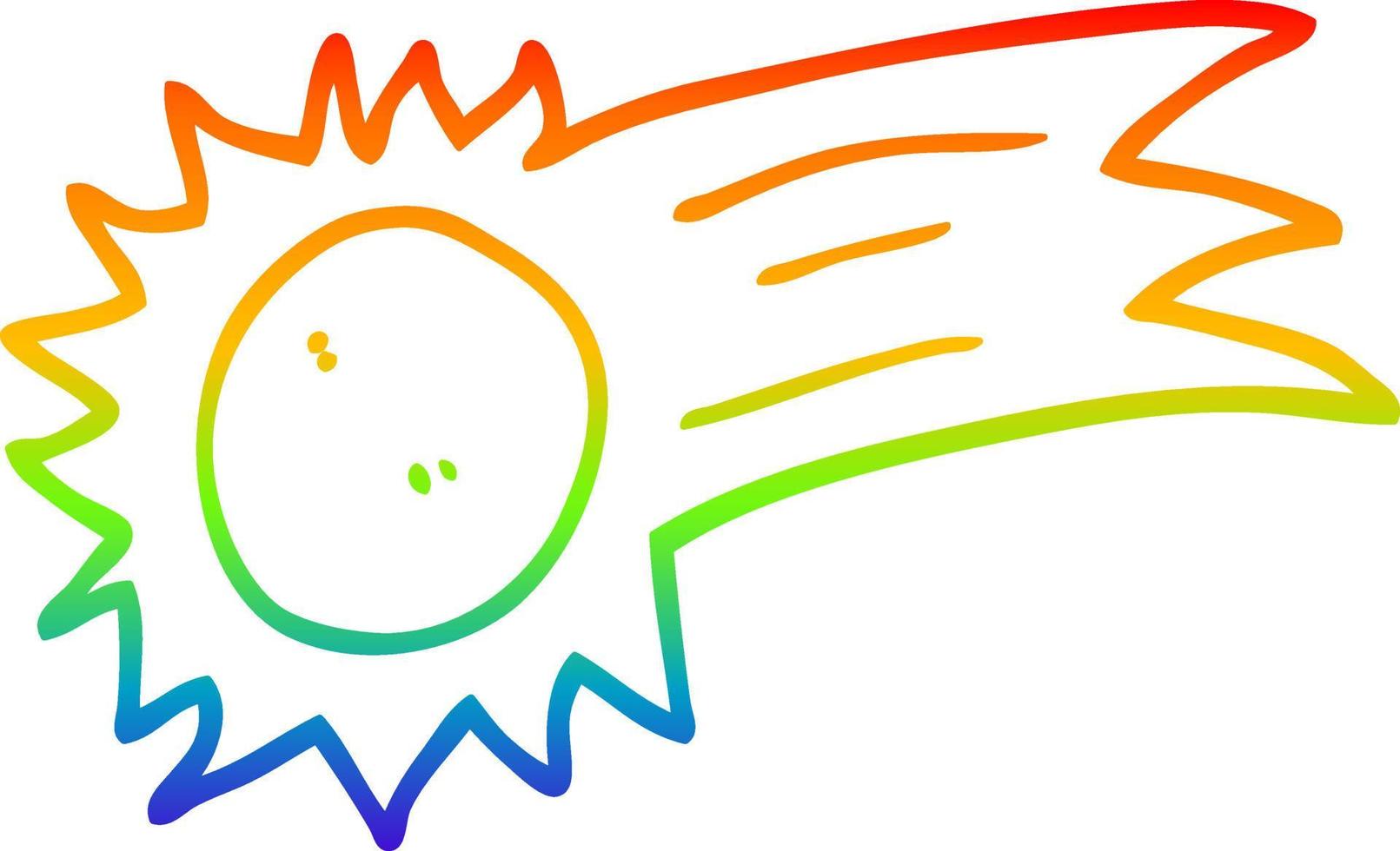 rainbow gradient line drawing cartoon flying sun vector