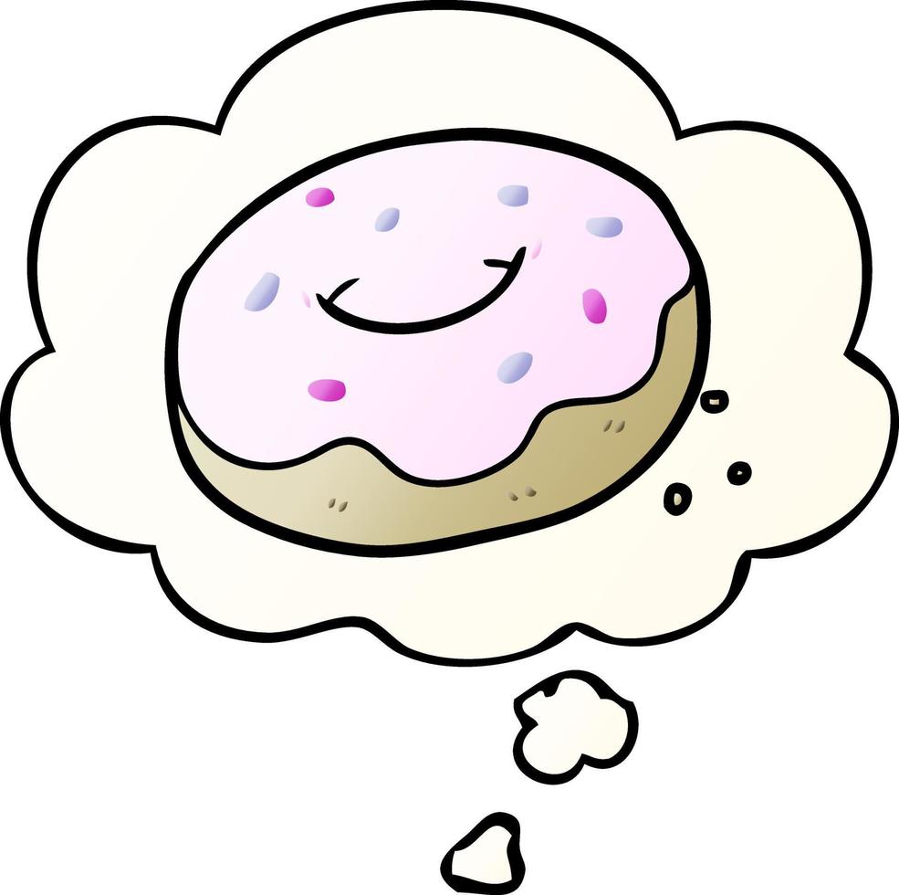 cartoon donut and thought bubble in smooth gradient style vector