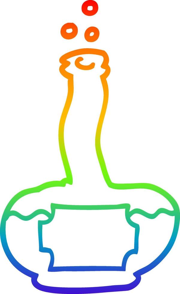 rainbow gradient line drawing cartoon old rum bottle vector