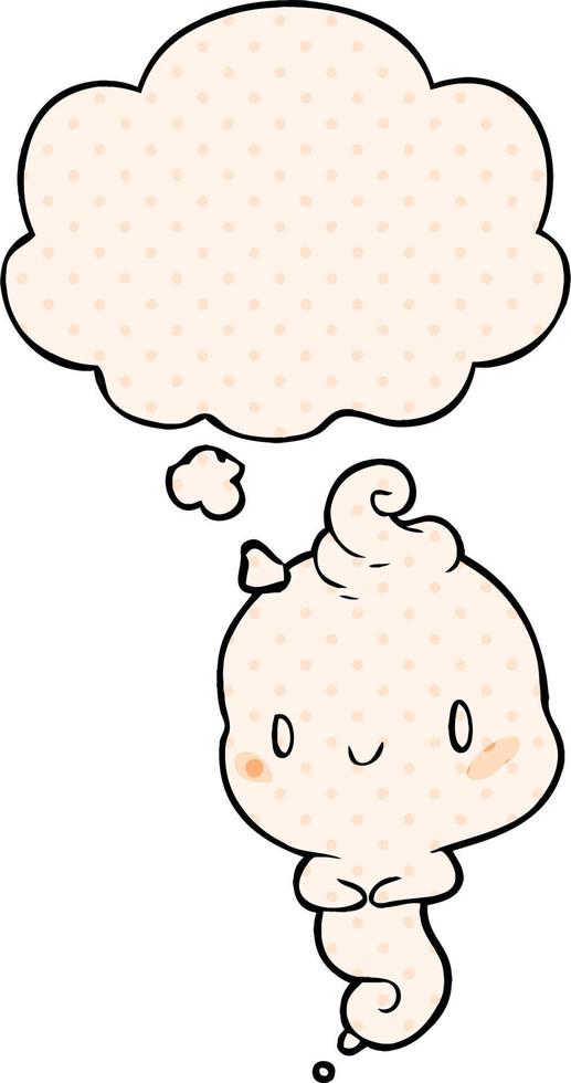 cartoon ghost and thought bubble in comic book style vector