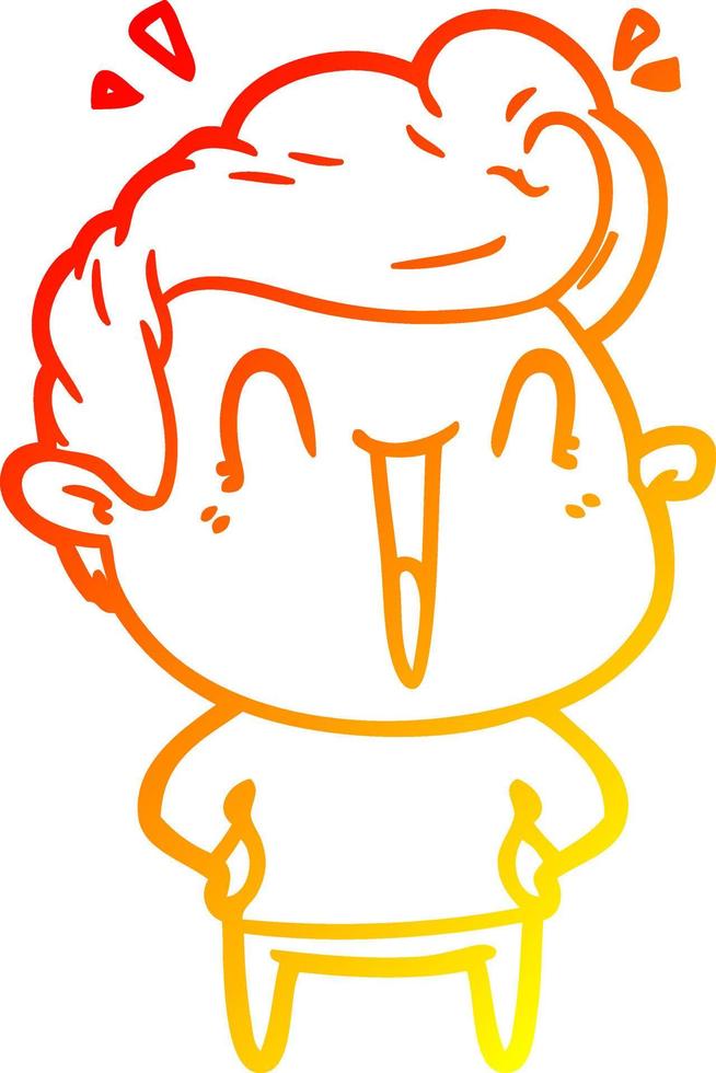 warm gradient line drawing cartoon excited man vector