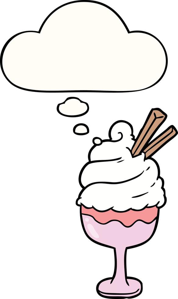 cartoon ice cream and thought bubble vector