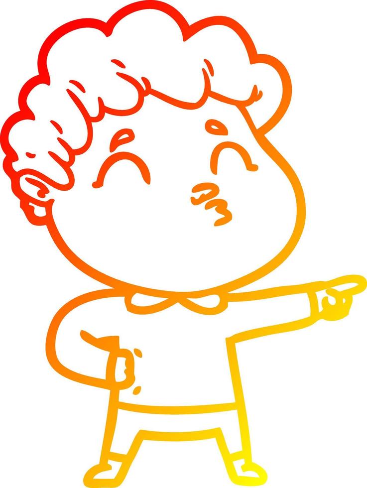 warm gradient line drawing cartoon man pouting vector