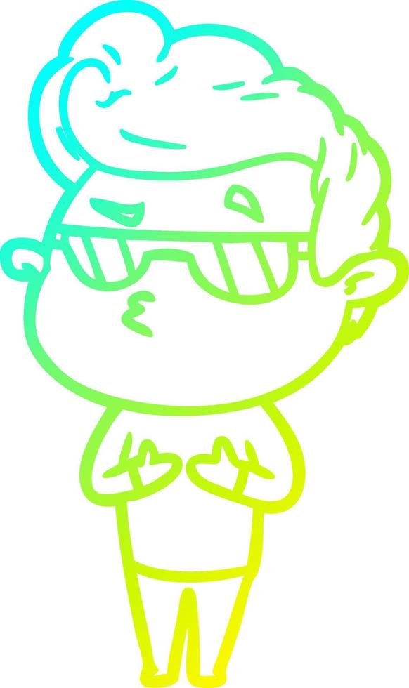 cold gradient line drawing cartoon cool guy vector