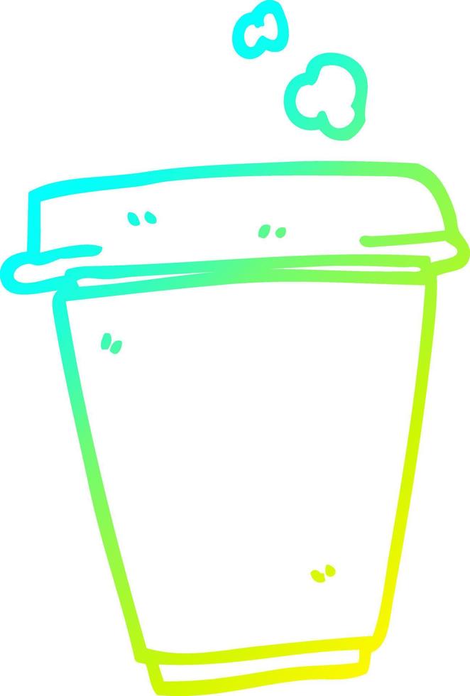 cold gradient line drawing cartoon coffee cup vector