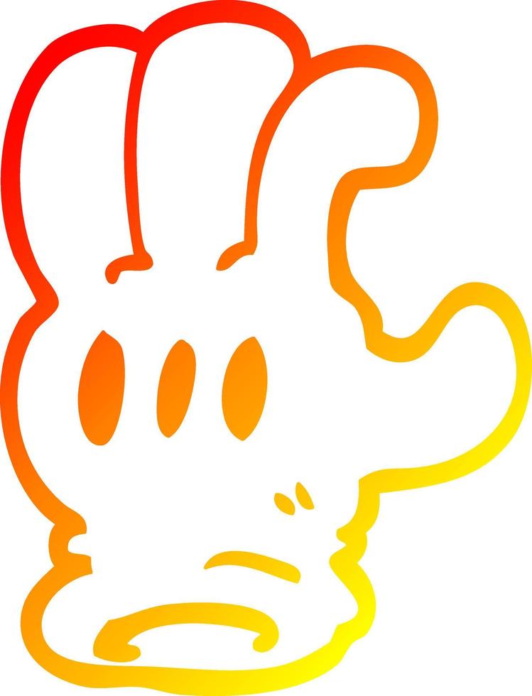 warm gradient line drawing cartoon glove hand vector