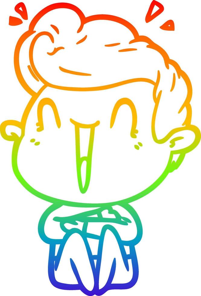 rainbow gradient line drawing cartoon excited man vector