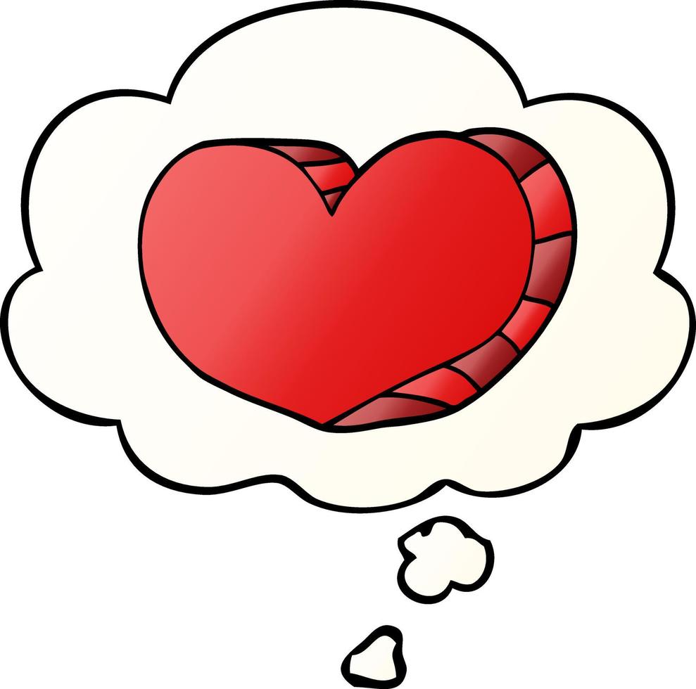 cartoon love heart and thought bubble in smooth gradient style vector