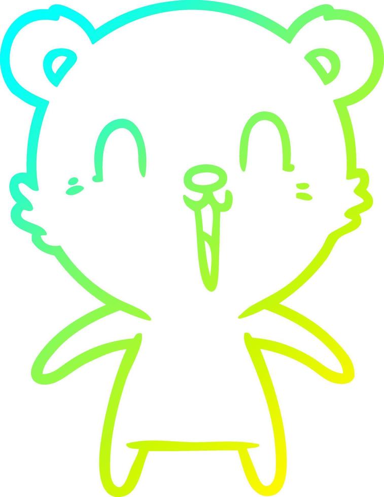 cold gradient line drawing happy laughing cartoon bear vector