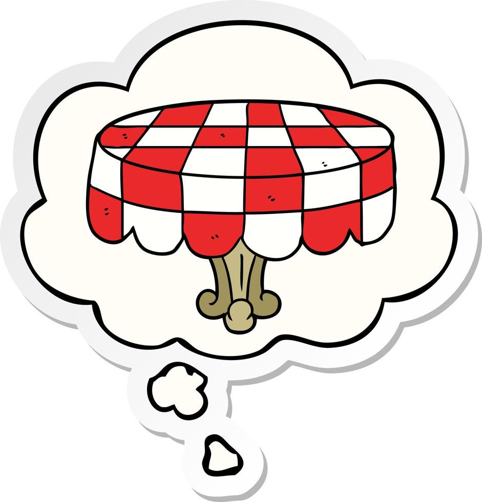 cartoon table and thought bubble as a printed sticker vector