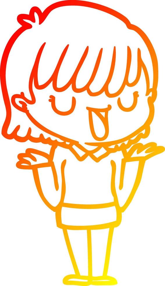 warm gradient line drawing cartoon woman vector