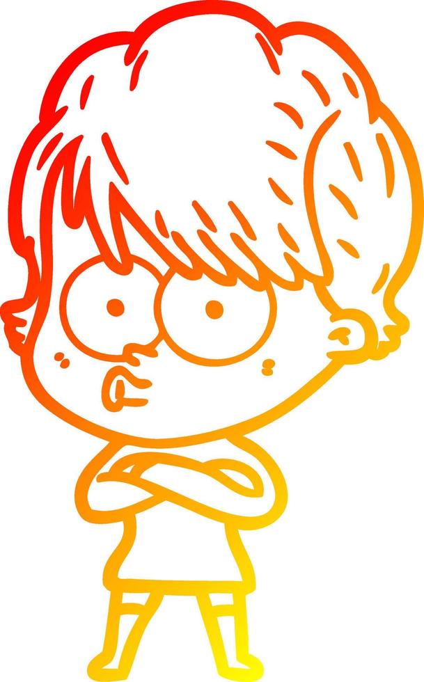 warm gradient line drawing cartoon woman vector