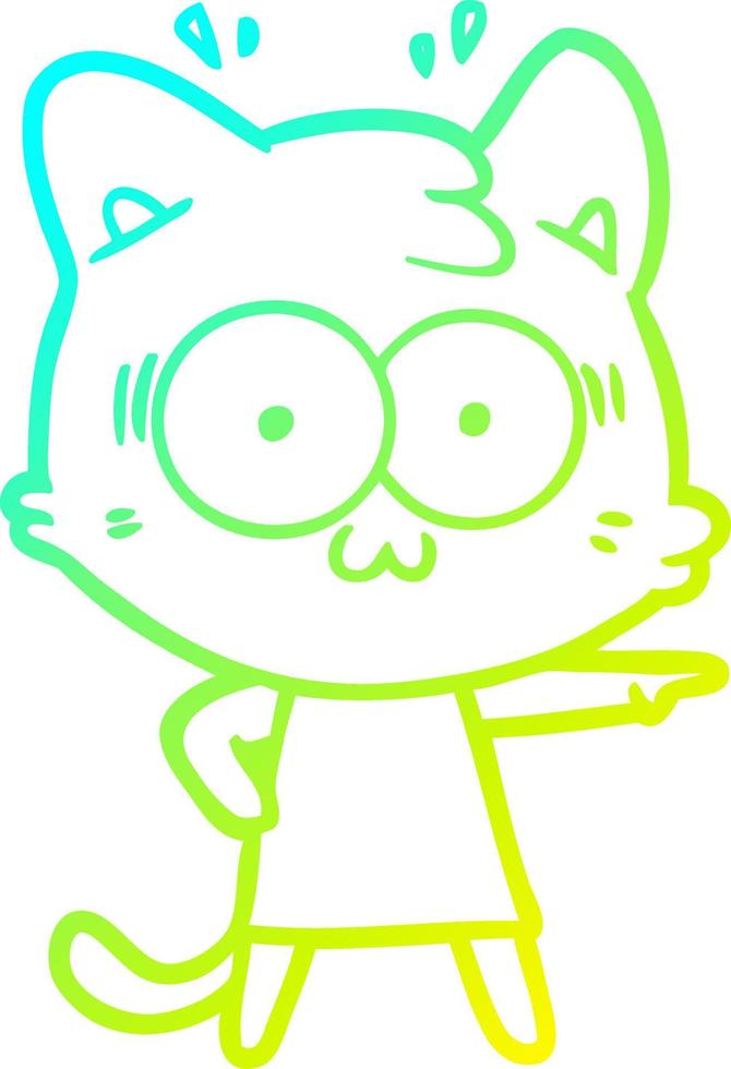 cold gradient line drawing cartoon surprised cat vector