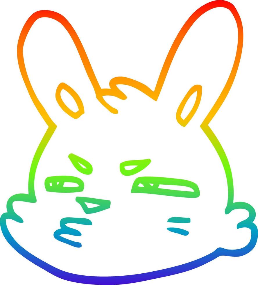 rainbow gradient line drawing cartoon moody rabbit vector