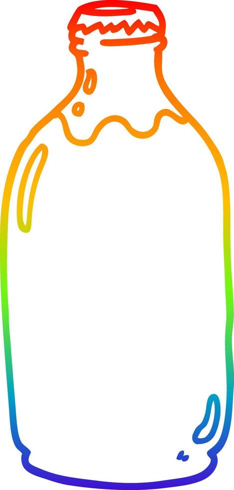 rainbow gradient line drawing cartoon milk bottle vector