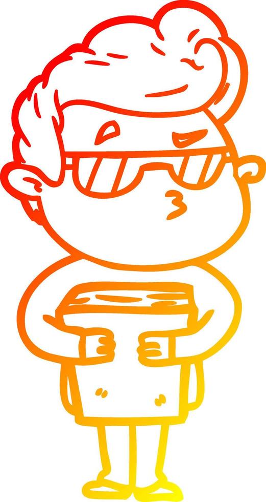 warm gradient line drawing cartoon cool guy vector