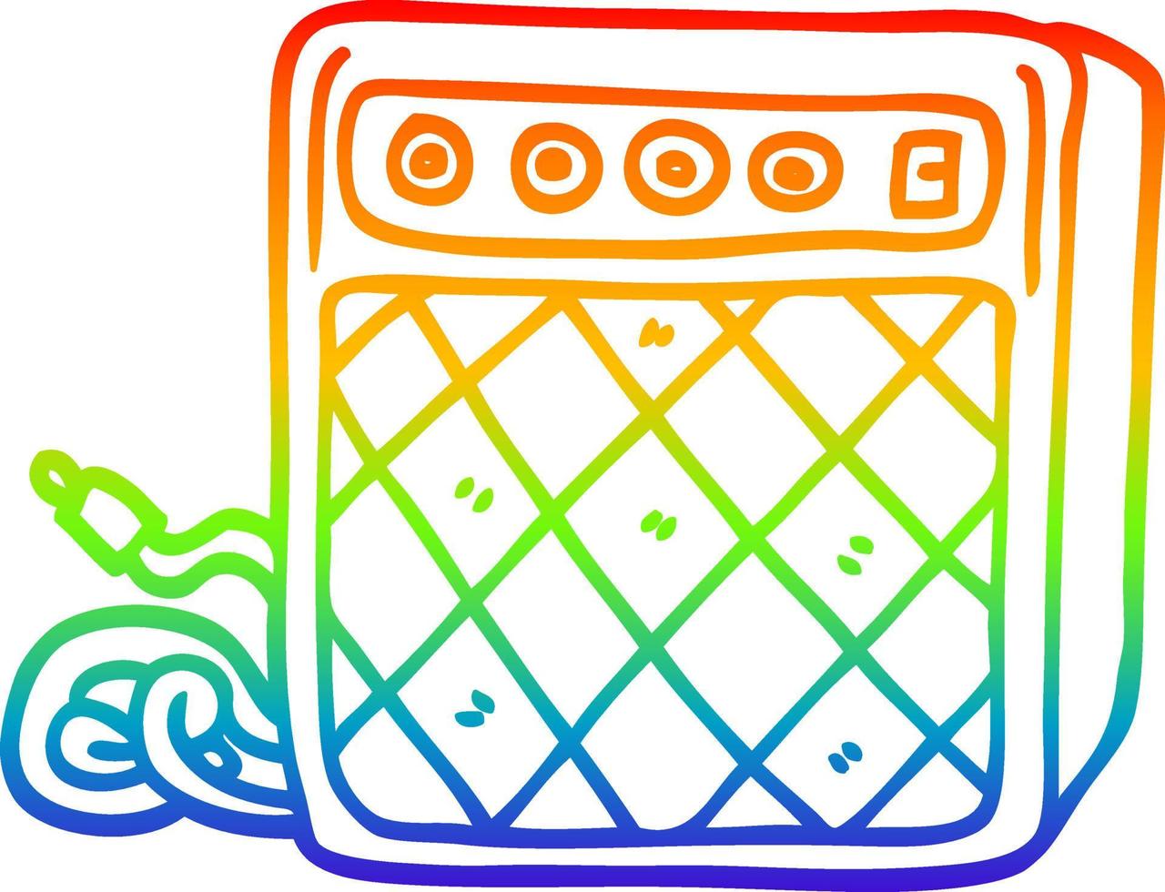 rainbow gradient line drawing cartoon retro speaker system vector